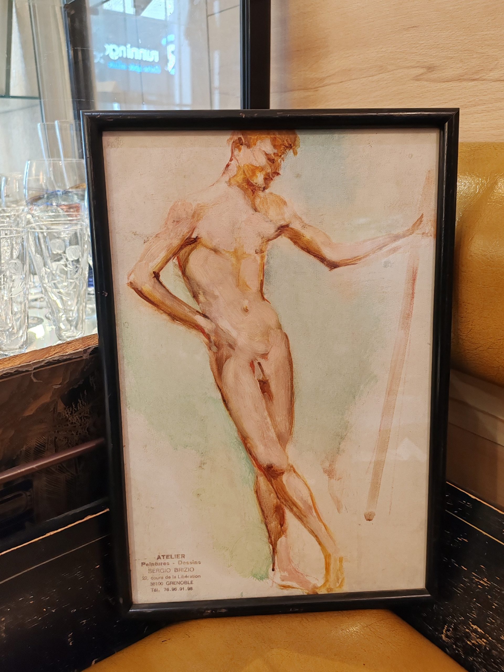 Gouache Sergio Brizio (1928-1997) 
Étude :"Jeune Homme dans  sa Nudité"
Fin 80 début 90
33,5 cm x 23,5 cm