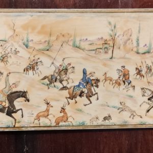 Miniature Persanne
Scène peinte à la main sur os de chameau.
17,5 cm x 10 cm