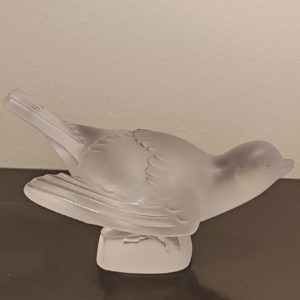 Moineau en Cristal dépoli Incolore signé LALIQUE Grande Taille