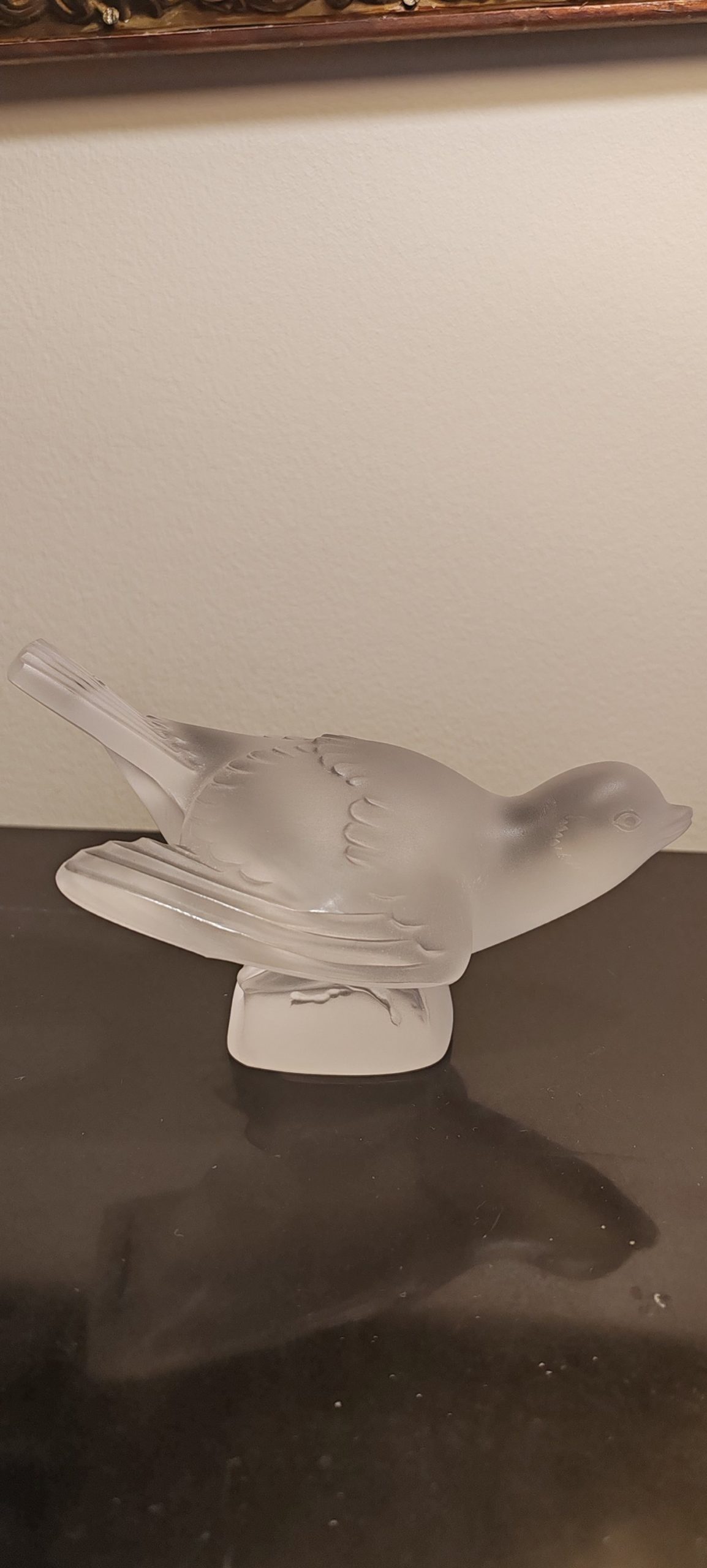 Moineau en Cristal dépoli Incolore signé LALIQUE Grande Taille