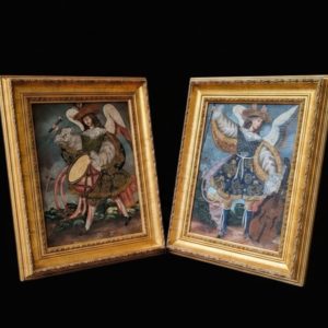 École de Cuzco
Paire d'Archanges Arquebusiers
Huile sur toile, cadre mouluré
52 cm x 42cm